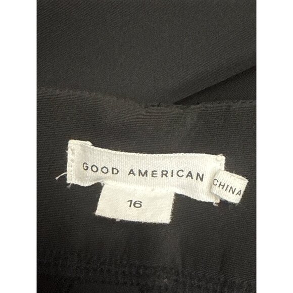NWT Good American Women's Pants Scuba Knit Black Trouser Zip Pockets Size 16 - Picture 10 of 13